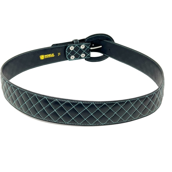 Noble Outfitters Equestrian Classic Quilted Belt Black w/Blue Stitching  sz XL main image 15